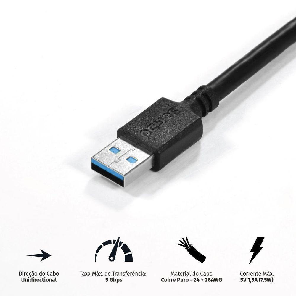 Cabo Extensor Usb A 3.0 M P- F 2m - Puamf3-2 - 2