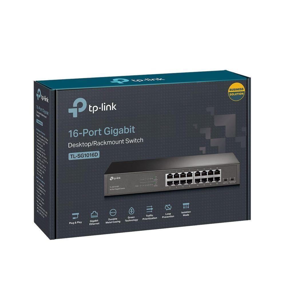 Switch Gigabit 16 Portas 10-100-1000 Nao Gerenciavel Tl-sg1016d Nacional Smb - 2