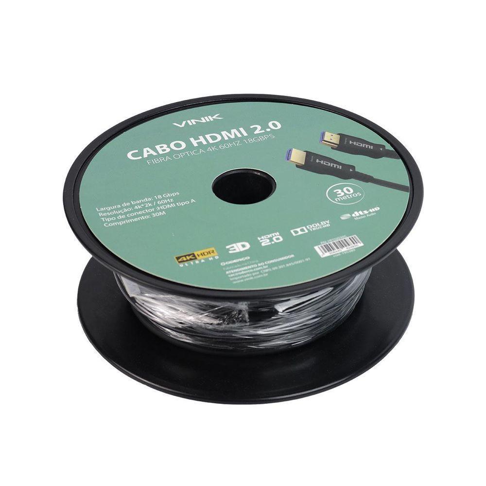 Cabo Hdmi 2.0 Fibra Optica 4k 60hz 18gbps 30 Metros Vinik - - 4