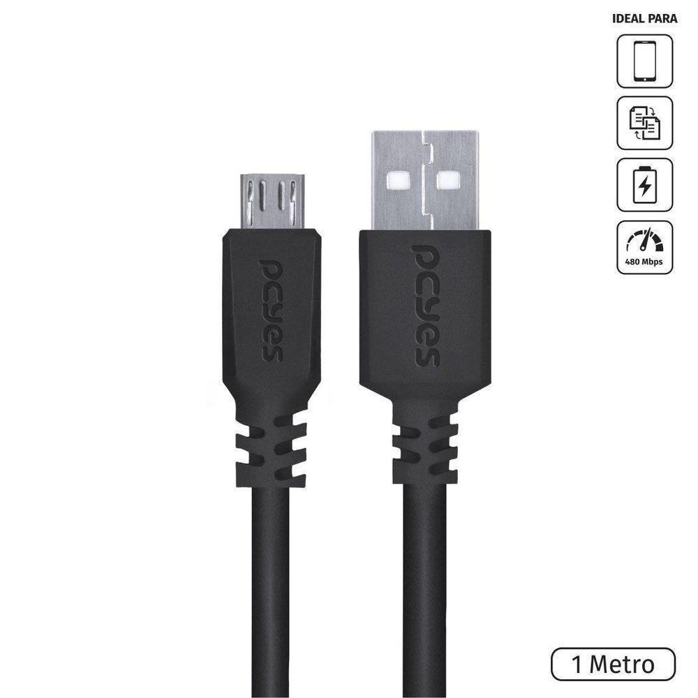Cabo Micro Usb Para Usb A 2.0 1m Preto - Pmuap-1 - 2