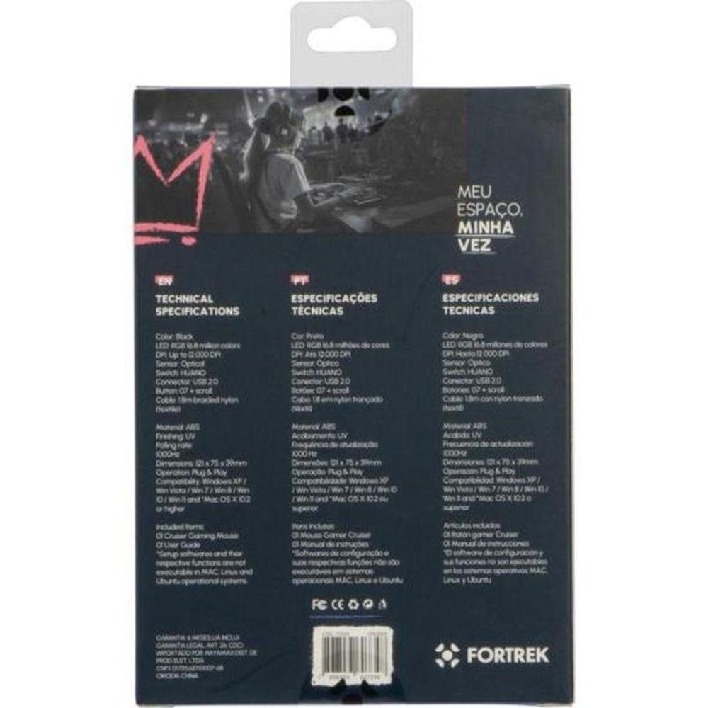Mouse Gamer Fortrek Cruiser New Edition 12000 Dpi Rgb Preto - 7