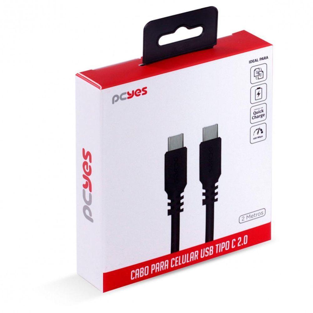 Cabo Usb Tipo C 2.0 Para Usb Tipo C 2.0 2m Preto - Pucp-02 - 7