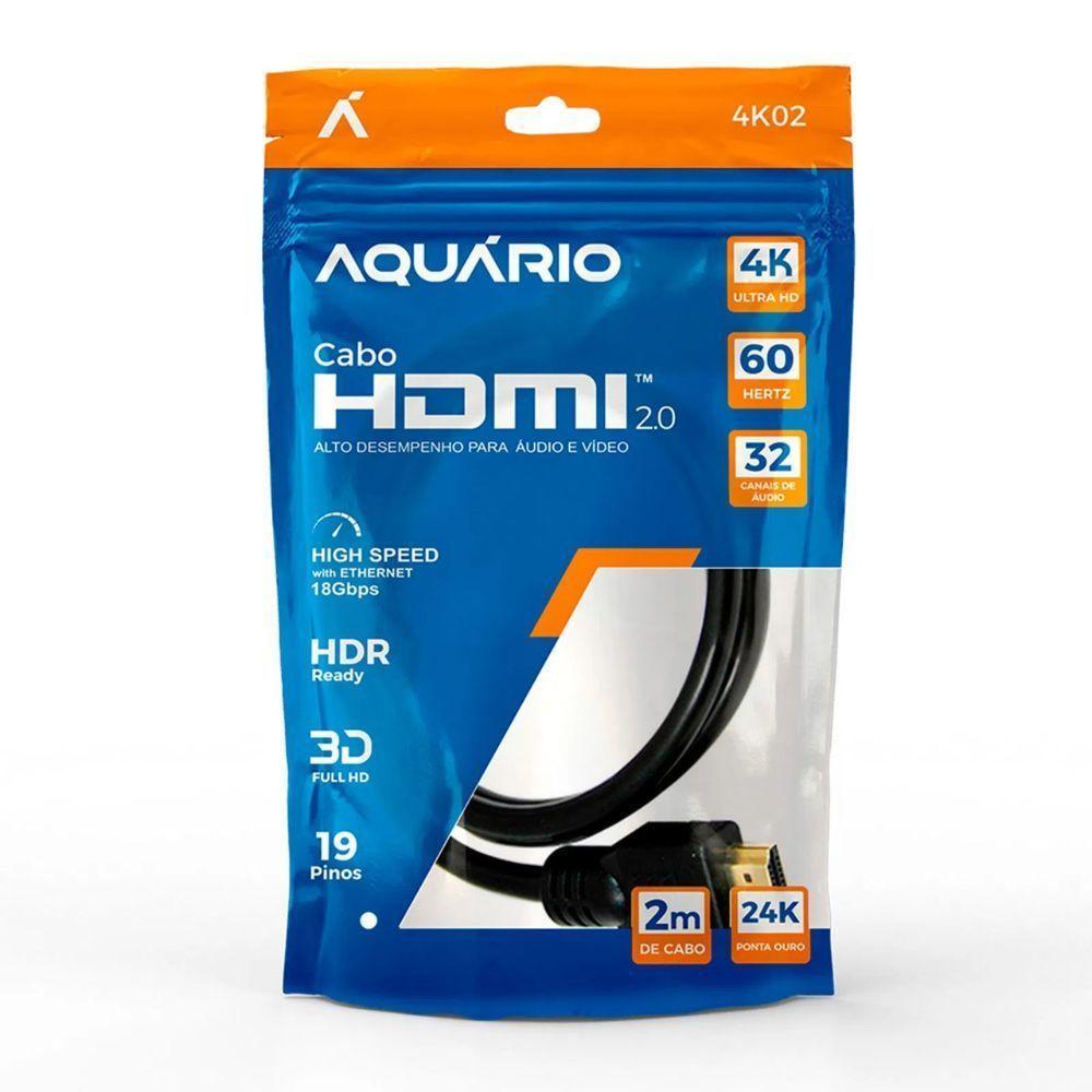 Cabo Hdmi Aquario 4k02 4k Macho X Macho 2.0 2m - 1