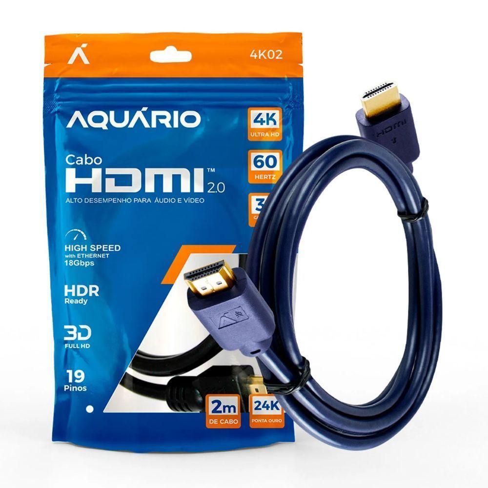 Cabo Hdmi Aquario 4k02 4k Macho X Macho 2.0 2m - 3