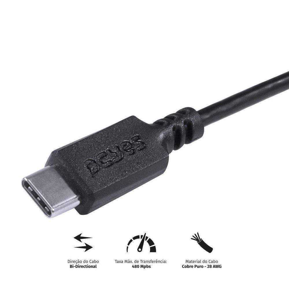 Cabo Usb Tipo C Para Usb B 2.0 1m Preto - Pucbp-1 - 3