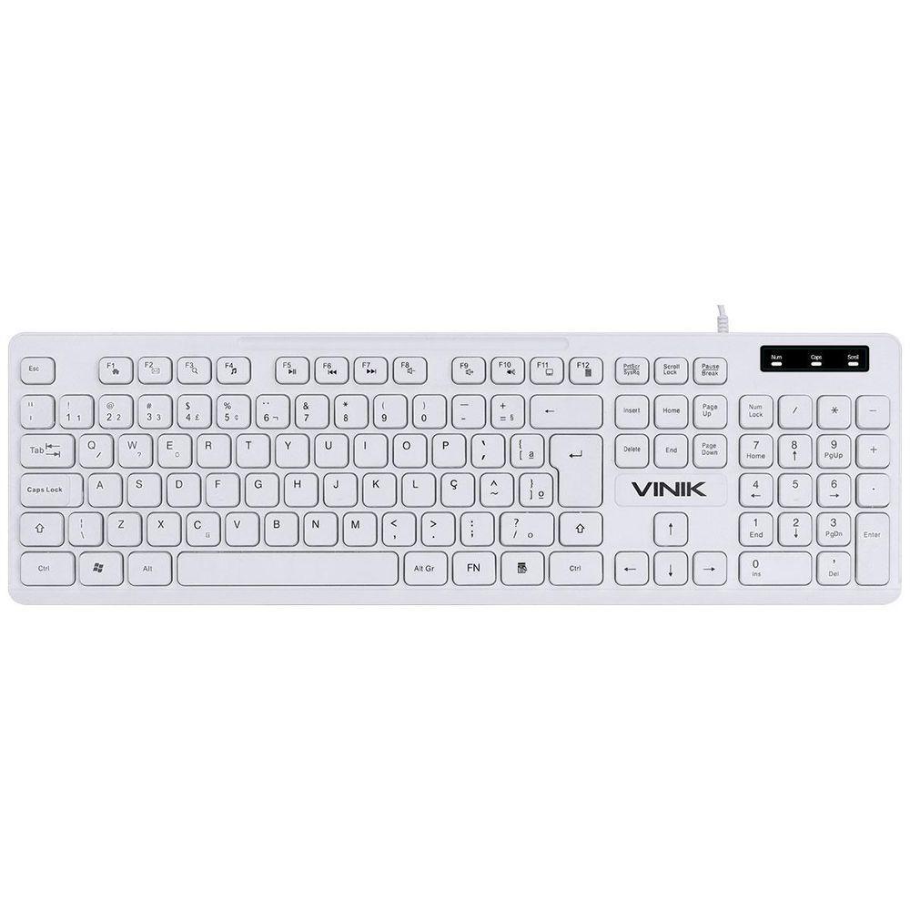 Teclado Usb Multimidia Slim Branco - Teclas Chocolate - Cabo - 1