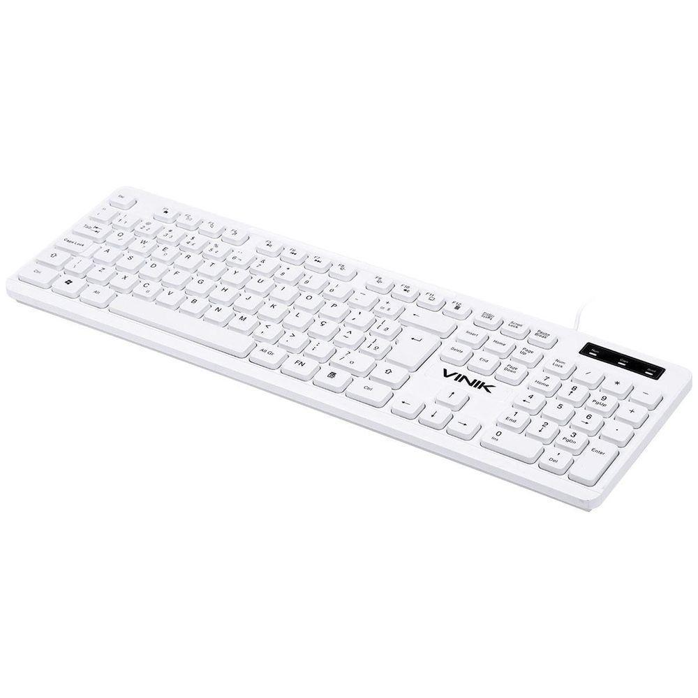 Teclado Usb Multimidia Slim Branco - Teclas Chocolate - Cabo - 4