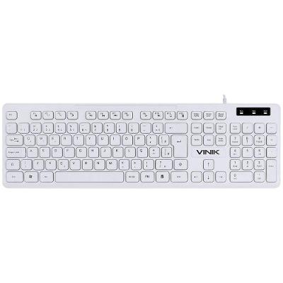 Teclado Usb Multimidia Slim Branco - Teclas Chocolate - Cabo