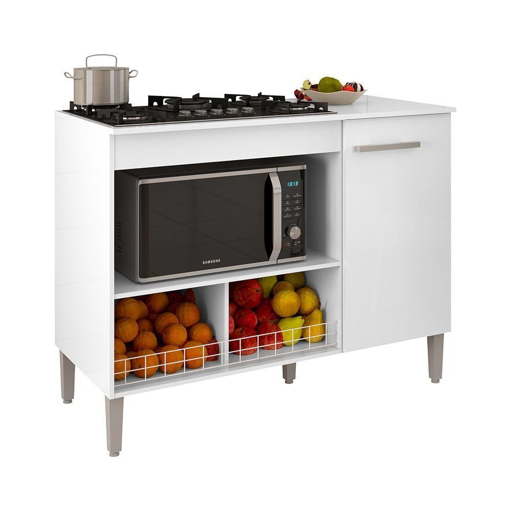 Balcão Cozinha Para Cooktop Madri Com 1 Porta Branco - 1