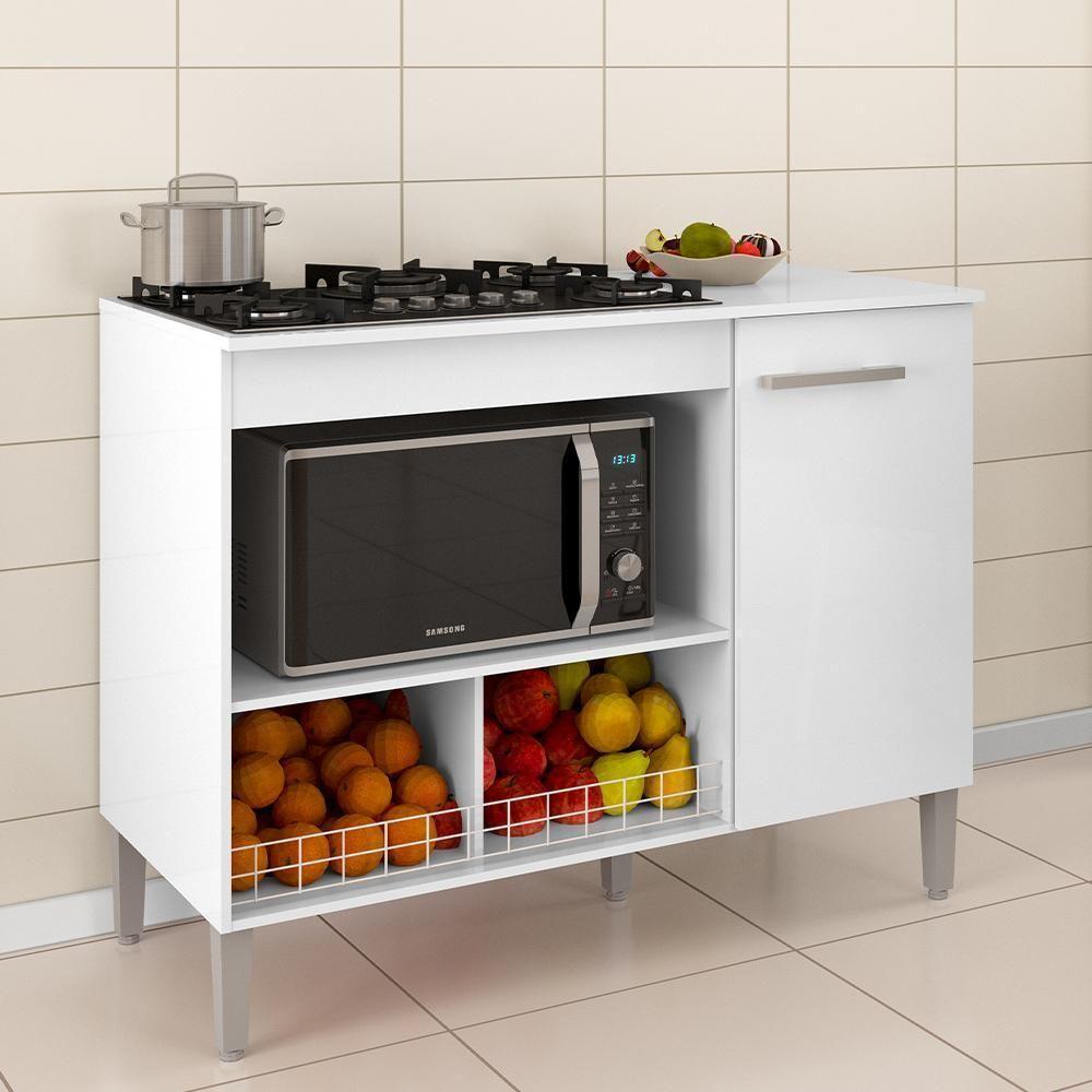 Balcão Cozinha Para Cooktop Madri Com 1 Porta Branco - 2