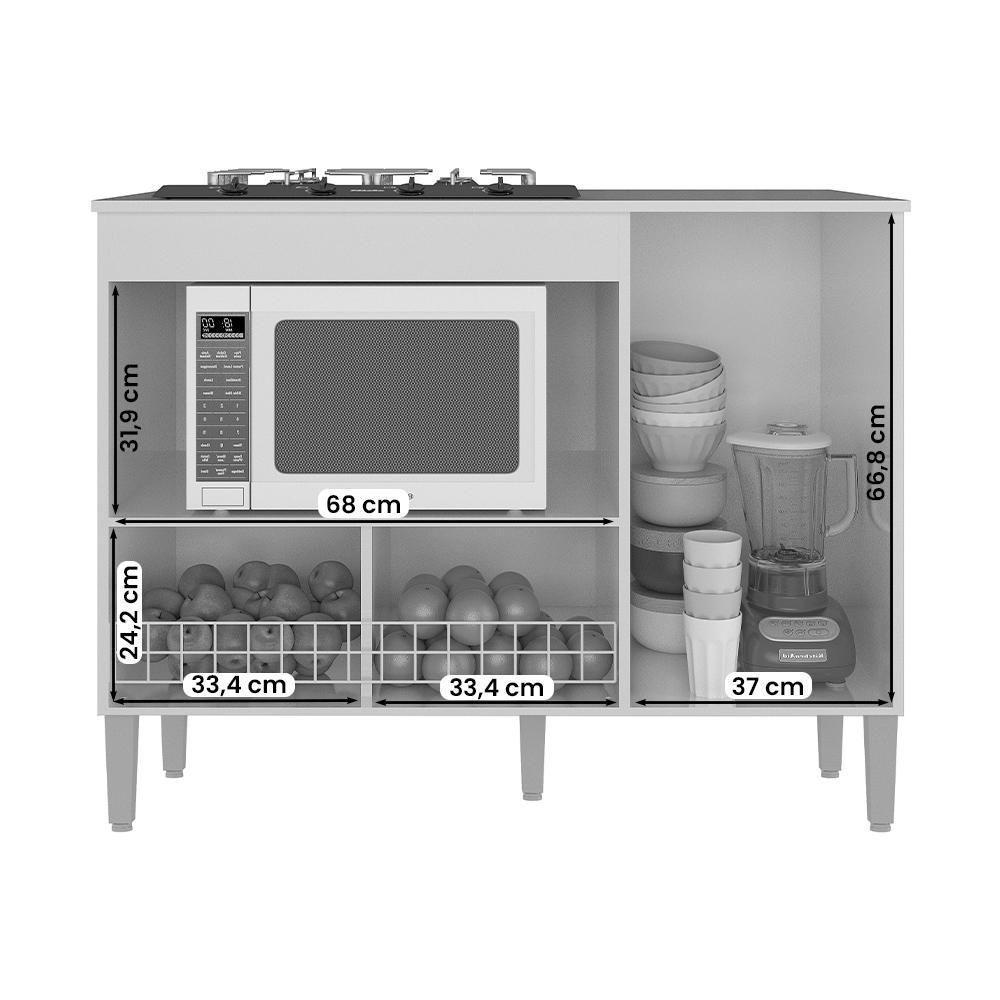 Balcão Cozinha Para Cooktop Madri Com 1 Porta Branco - 3