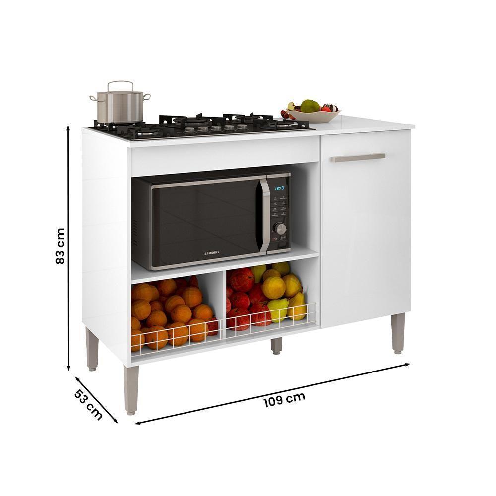 Balcão Cozinha Para Cooktop Madri Com 1 Porta Branco - 4