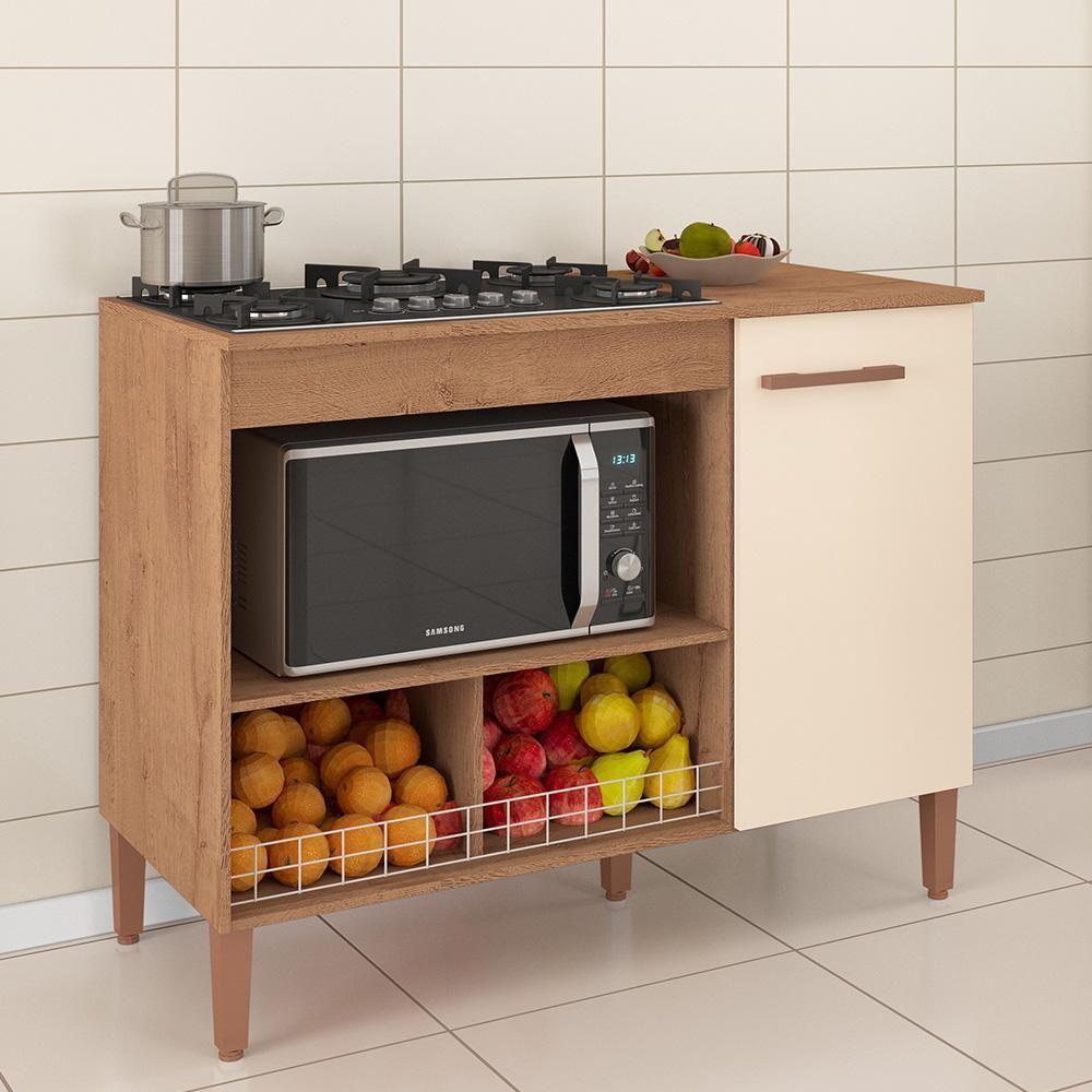 Balcão Cozinha Para Cooktop Madri Com 1 Porta Canelato/off White Canelato/off White - 2