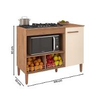 Balcão Cozinha Para Cooktop Madri Com 1 Porta Canelato/off White Canelato/off White - 4