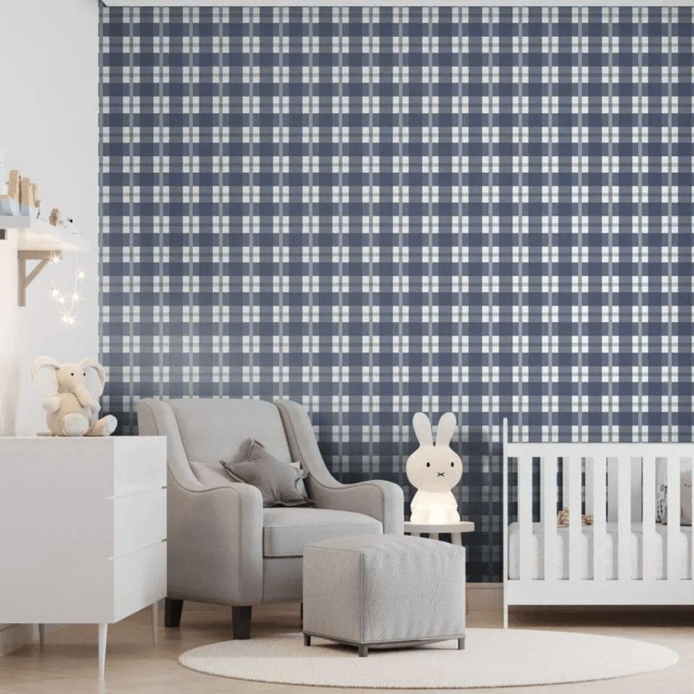 Papel De Parede Revoada Xadrez Azul Marinho 4453 - 2