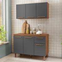 Armario De Cozinha Pop 120 Cm Com 6 Portas E 1 Gaveta Freijo/chumbo/freijo - 1