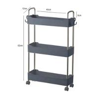 Prateleira Multiuso 3 Andares Com Rodinha Cinza - 2