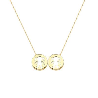 Colar Mãe E Filhas Duas Meninas Com Zirconia Banhado Ouro