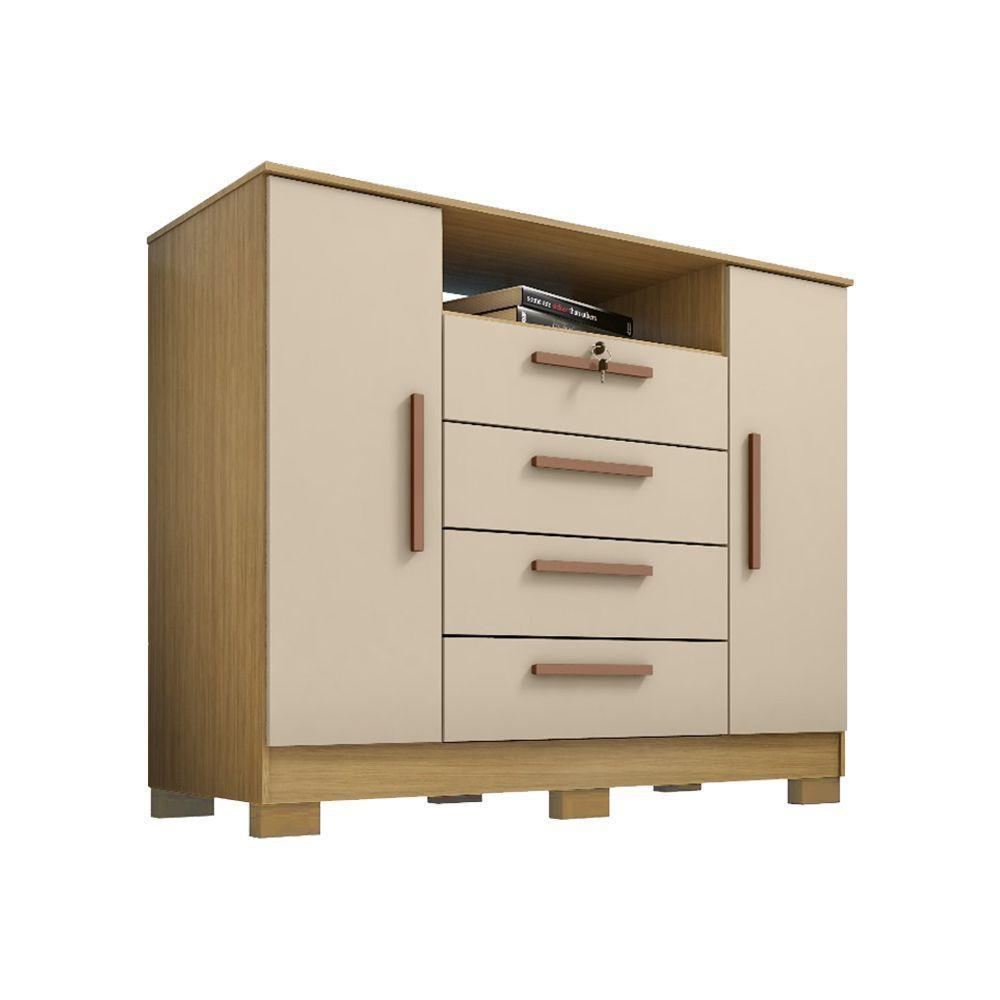 Cômoda London 2 Portas E 4 Gavetas Carvalho Off White - 2