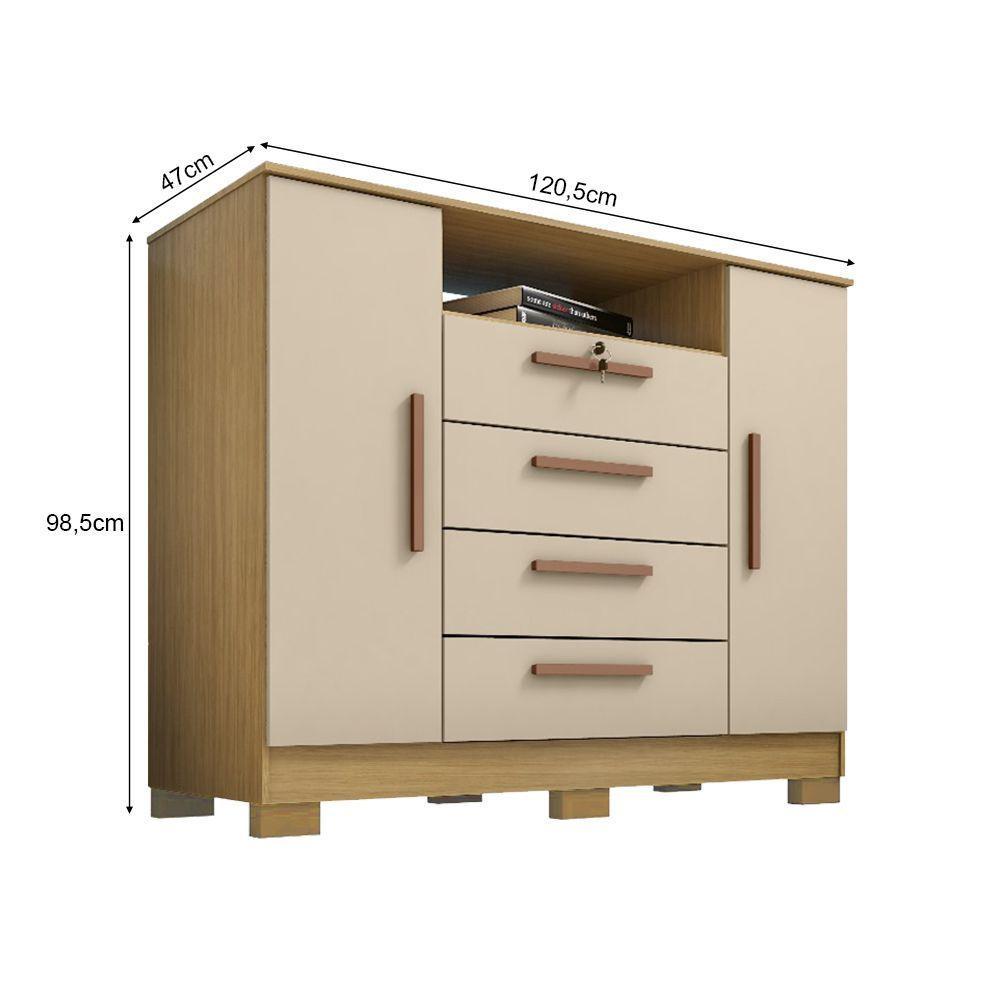 Cômoda London 2 Portas E 4 Gavetas Carvalho Off White - 4