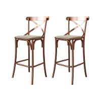 Kit 2 Banquetas Com Encosto Katrina Premium Bar Cozinha Balcão Em Aço Cobre Assento Bege - 1