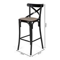 Banqueta Com Encosto Katrina Premium Em Aço Preta Assento Bege - 4