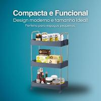 Prateleira Multiuso 3 Andares Com Rodinha Cinza