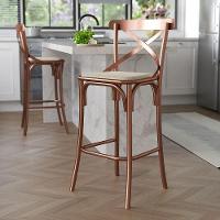 Banqueta Katrina Premium Bar Cozinha Balcão Em Aço Cobre Assento Bege - 1