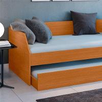 Sofá Cama Solteiro Duo Com Cama Auxiliar Em Mdf Reforçado 15mm Nature Com 2 Colchões