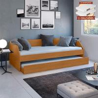 Sofá Cama Solteiro Duo Com Cama Auxiliar Em Mdf Reforçado 15mm Nature Com 2 Colchões - 5