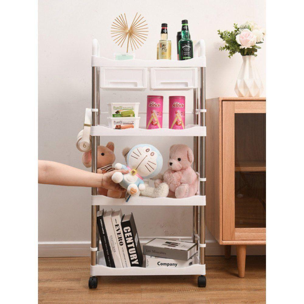 Prateleira Multiuso 4 Andares Com 2 Gavetas Branca - 3