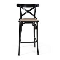 Kit 4 Banquetas Katrina Premium Em Aço Preto Assento Bege - 3