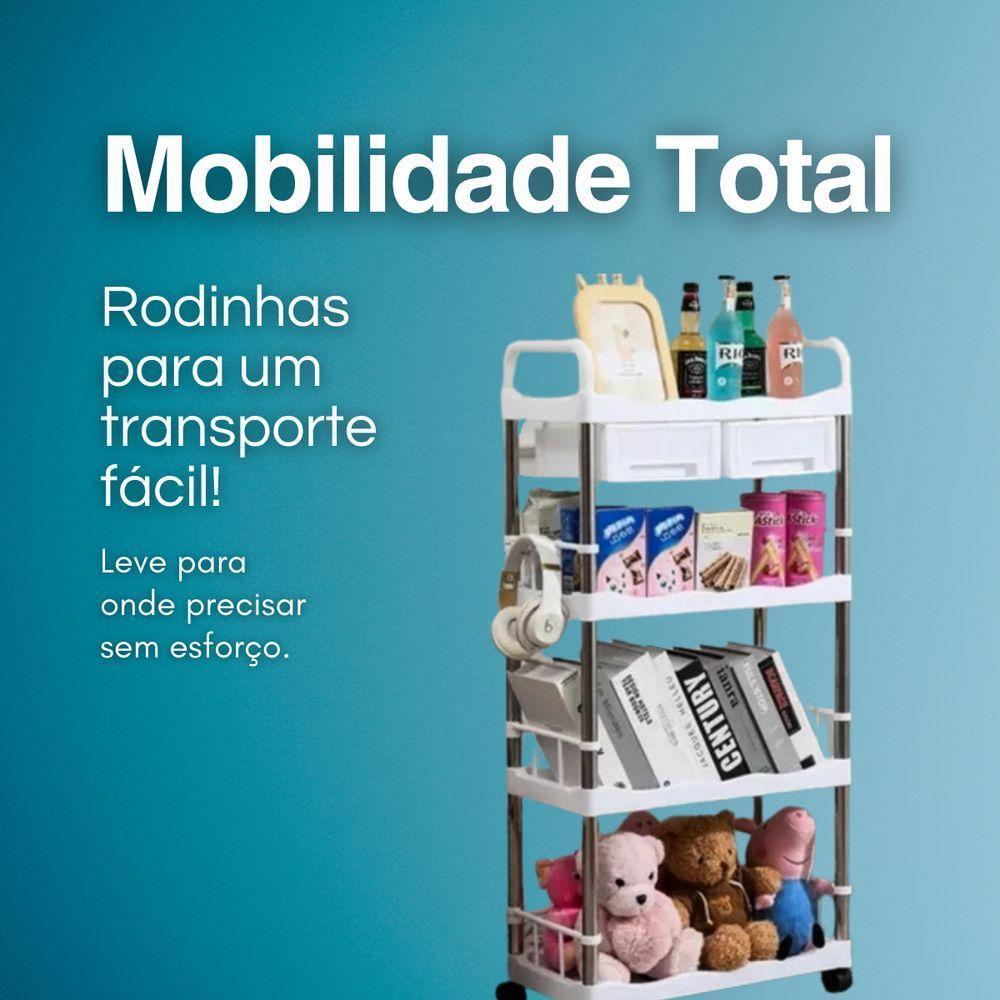 Prateleira Multiuso 4 Andares Com 2 Gavetas Branca - 5