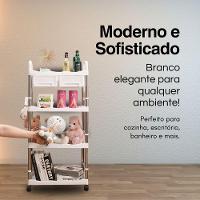 Prateleira Multiuso 4 Andares Com 2 Gavetas Branca - 2