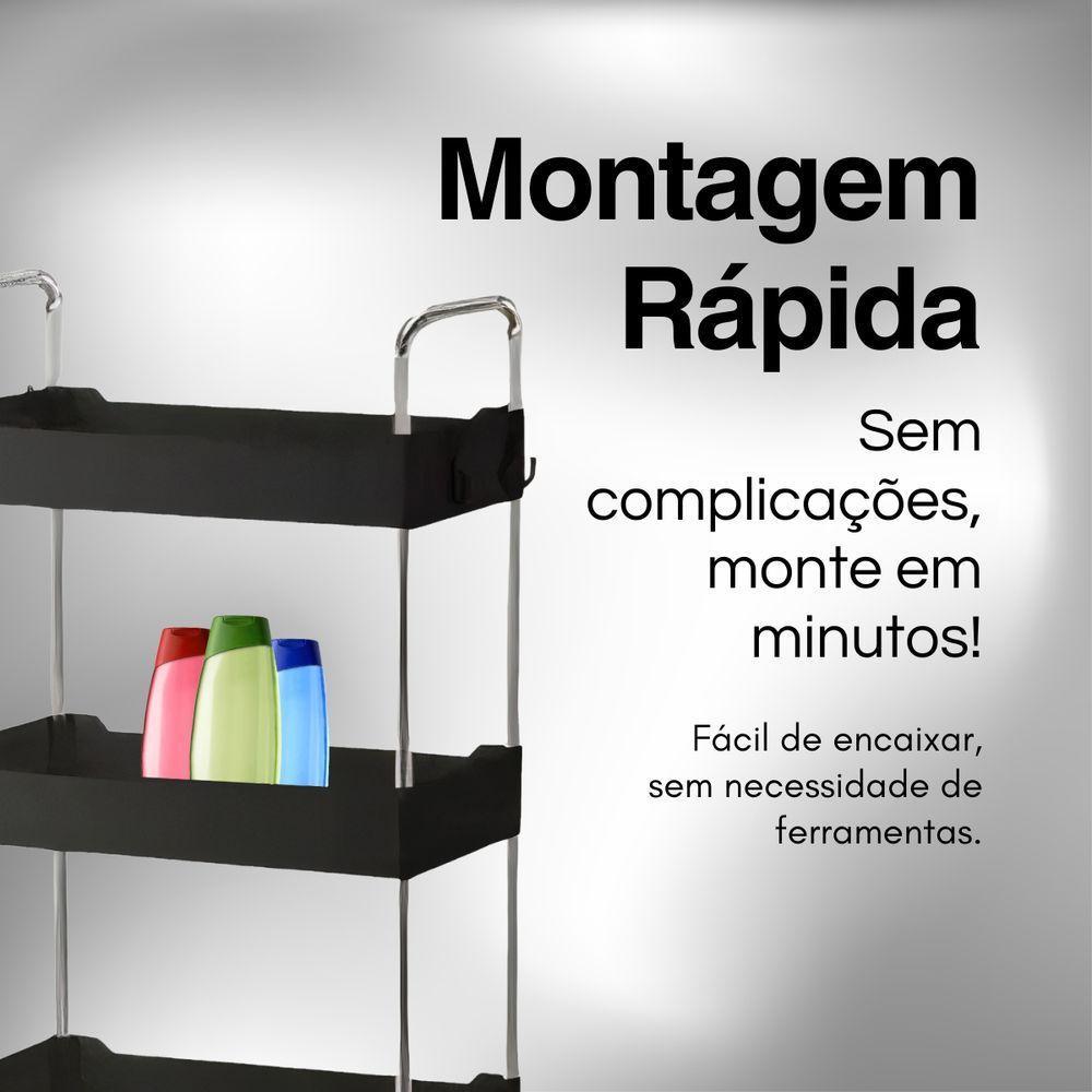 Prateleira Multiuso 4 Andares Com Rodinha Preta - 2