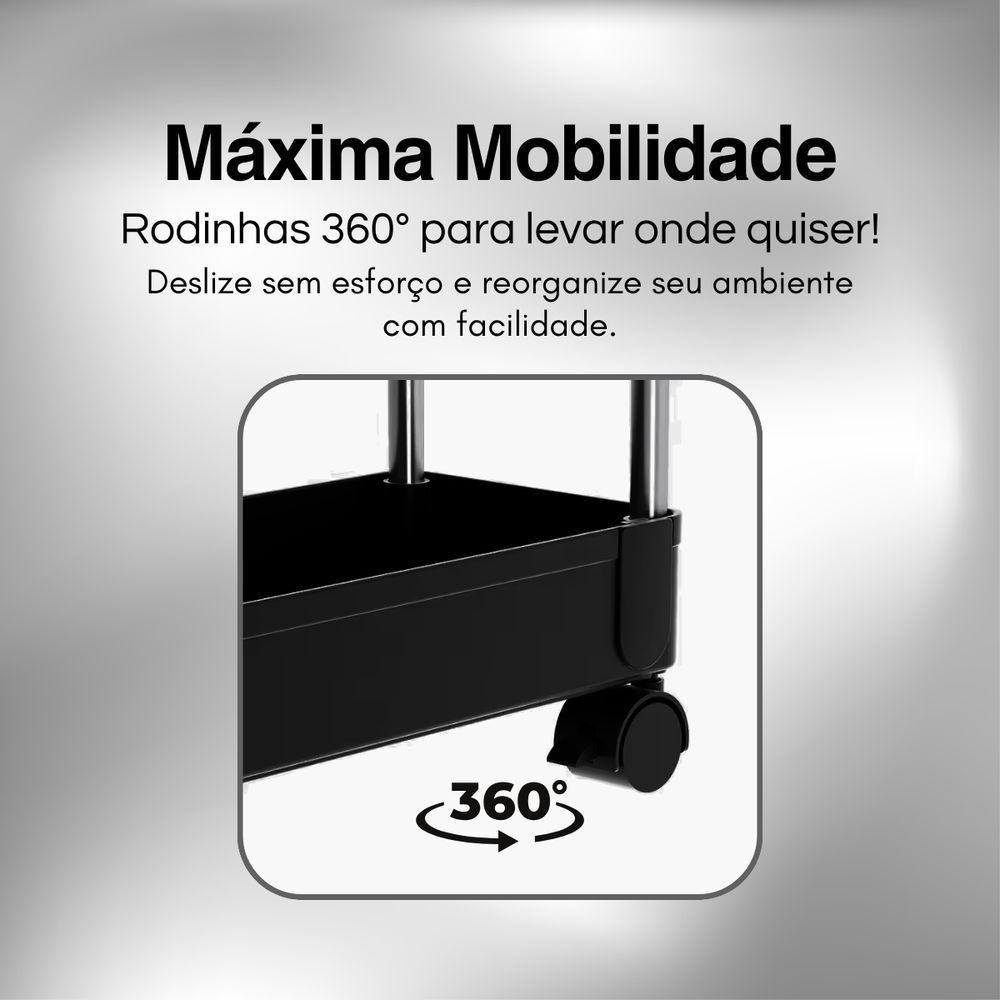 Prateleira Multiuso 4 Andares Com Rodinha Preta - 4