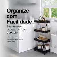 Prateleira Multiuso 4 Andares Com Rodinha Preta - 3