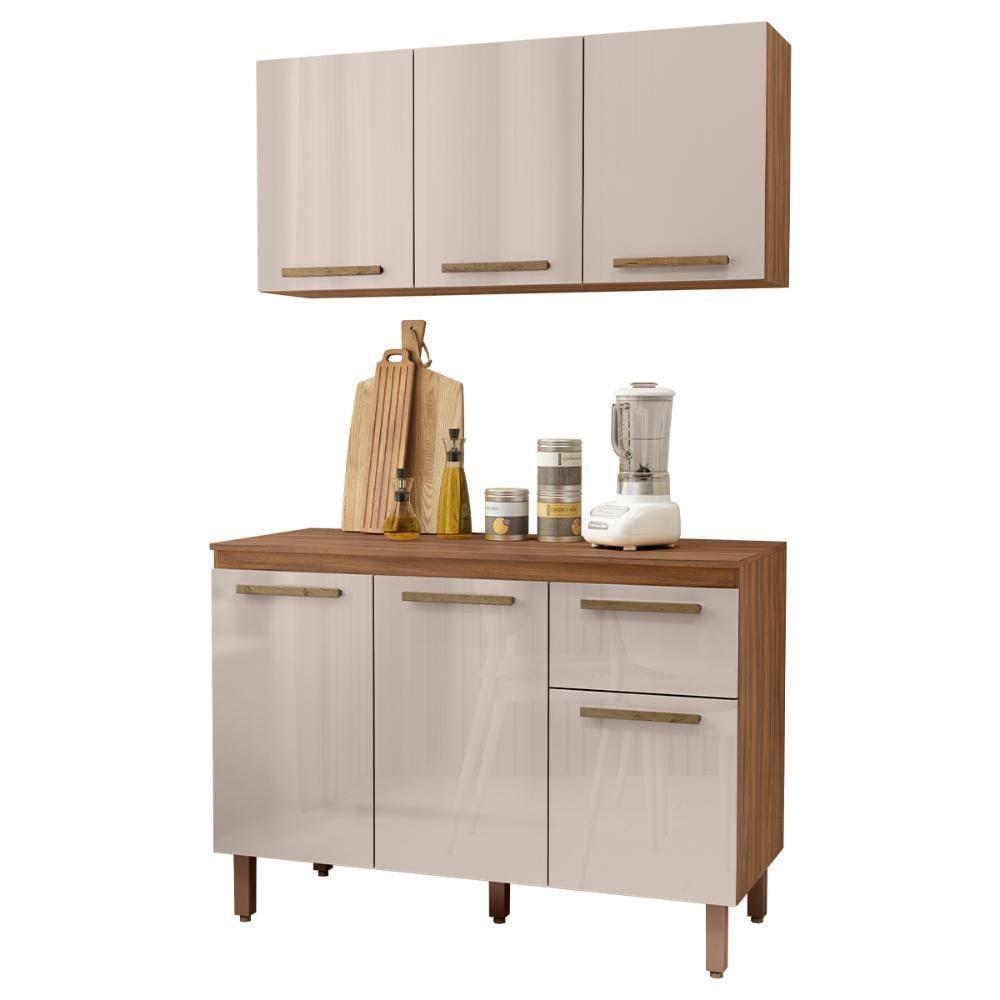 Armario De Cozinha Pop 120 Cm Com 6 Portas E 1 Gaveta Freijo/baunilha/freijo - 2