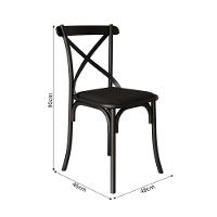 Kit 2 Cadeiras Katrina Premium Assento Corano Preto Aço Preto - 4