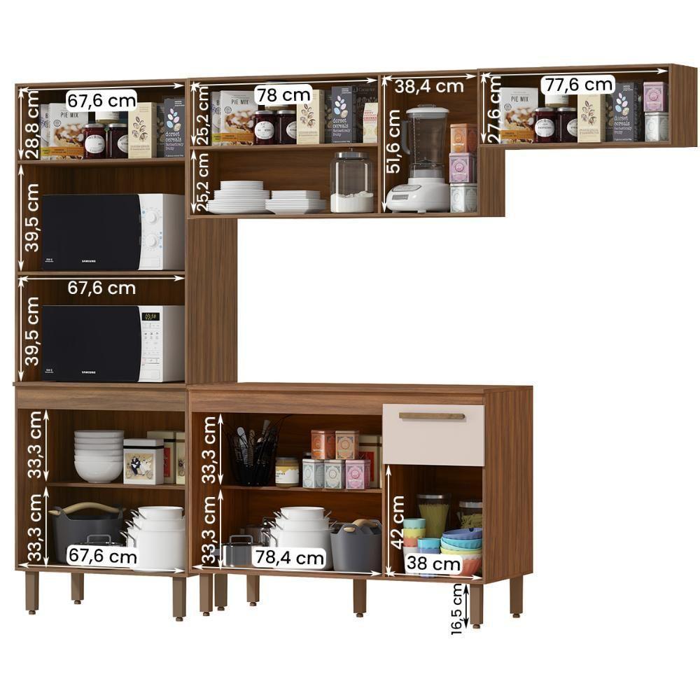 Armario De Cozinha Pop 2 Fornos Com 12 Portas E 1 Gaveta Freijo/baunilha/freijo - 3