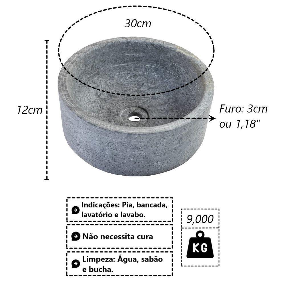 Cuba Bojo Pedra Sabão Sobrepor Pia Lavabo Lavatório 30x12cm - 2