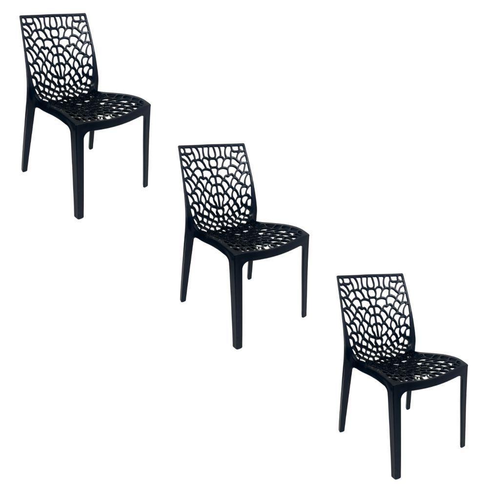 Kit 3 Cadeiras De Jantar Oficial Gruvyer Preto - 1