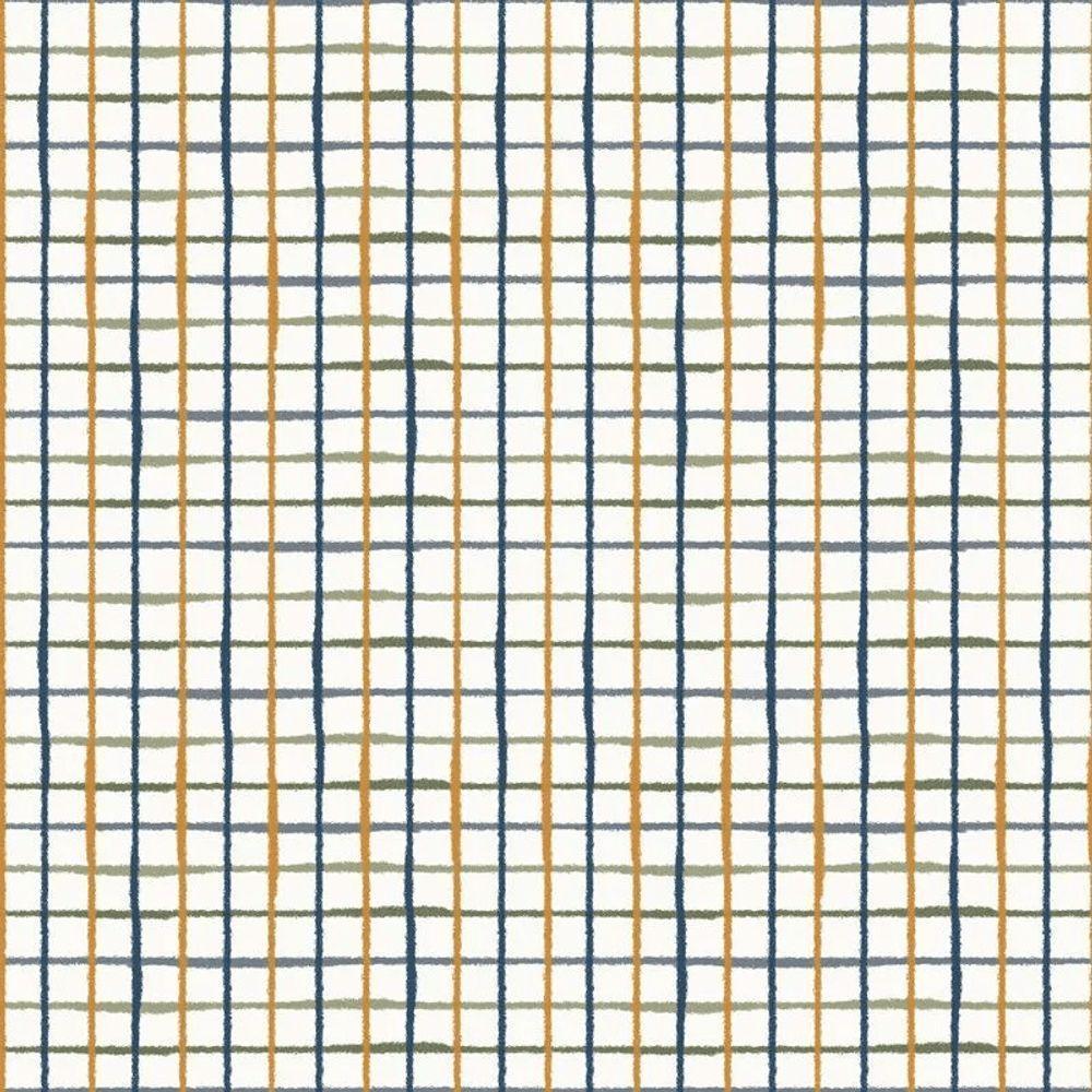 Papel De Parede Revoada Xadrez Aquarela Azul, Verde E Amarela 4422 - 1