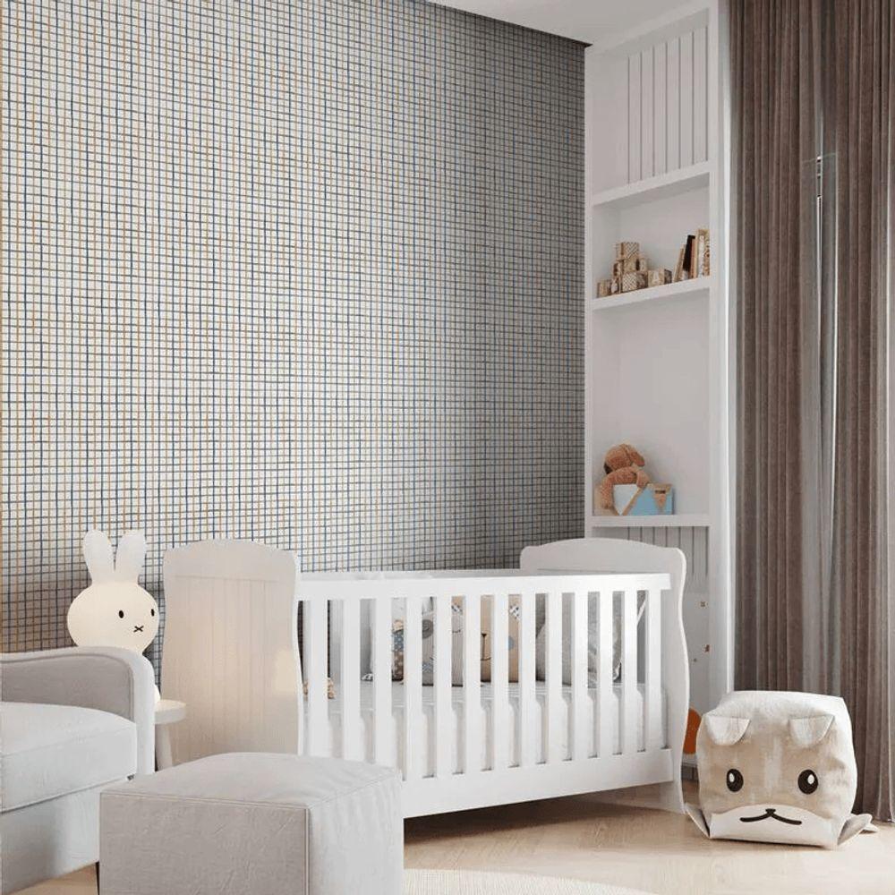 Papel De Parede Revoada Xadrez Aquarela Azul, Verde E Amarela 4422 - 2