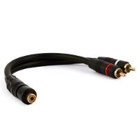 Cabo De Audio 1rca Femea + 2rca Macho Gold Preto 20 Cm 5 Mm - 1