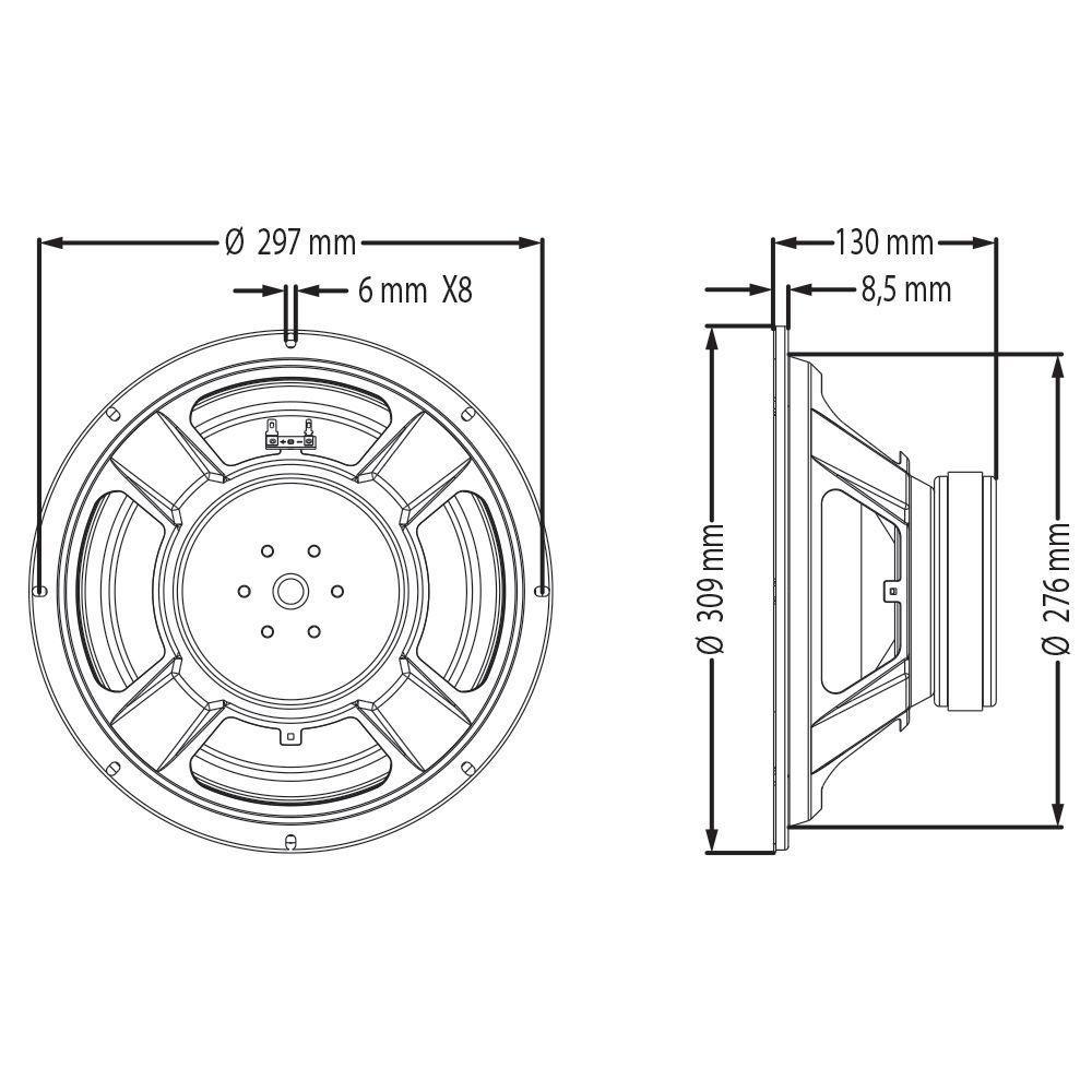 Alto-falante 250 Watts 12 Pol 8 Ohms Wf300-500b-8 Atk - 7