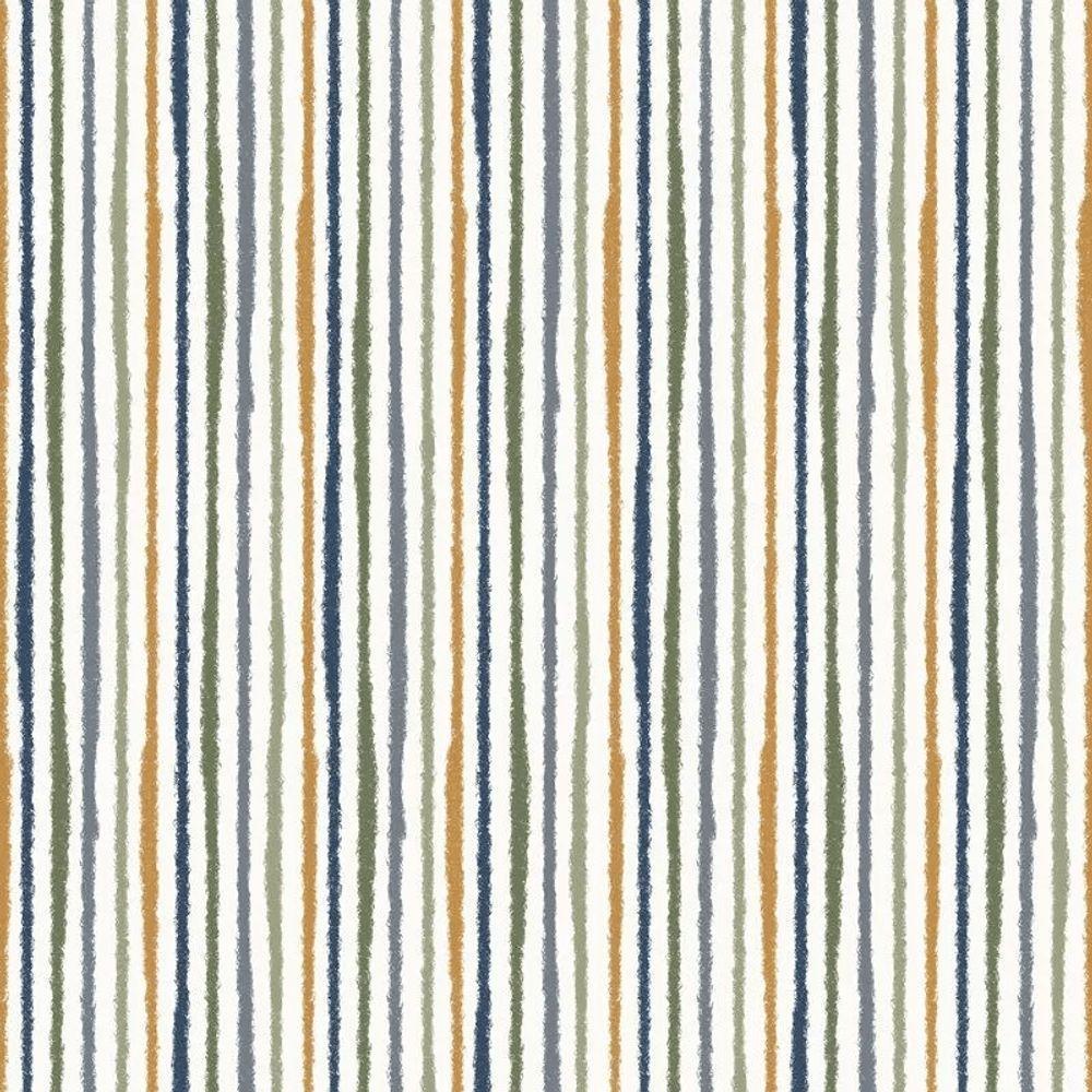 Papel De Parede Revoada Listrado Aquarela Azul, Verde E Amarela 4423 - 1