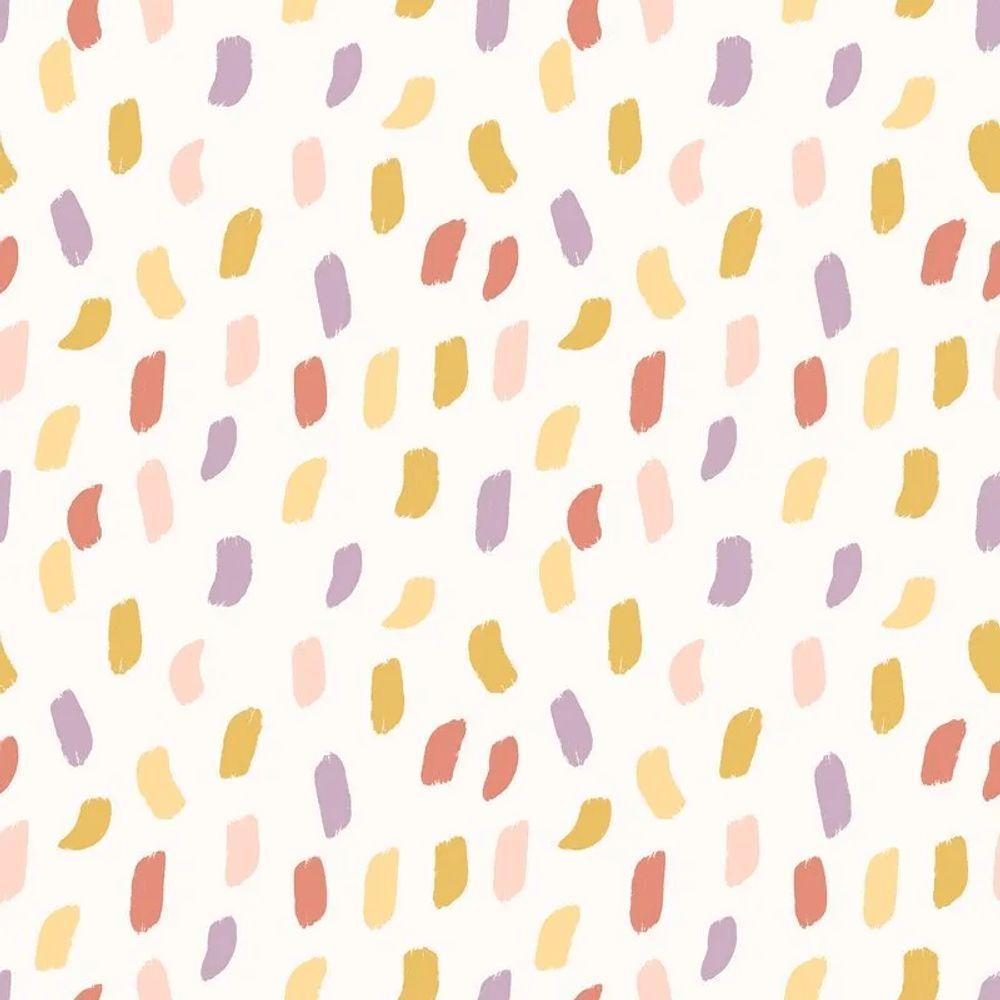 Papel De Parede Revoada Mini Pinceladas Lilás, Vermelho E Mostarda 4405 - 1