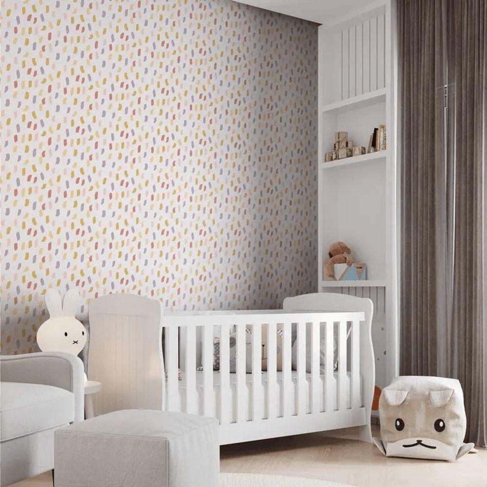 Papel De Parede Revoada Mini Pinceladas Lilás, Vermelho E Mostarda 4405 - 2