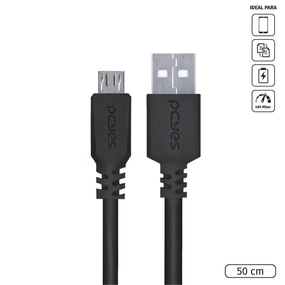 Cabo Micro Usb Para Usb A 2.0 50cm Preto - Pmuap-05 - 2